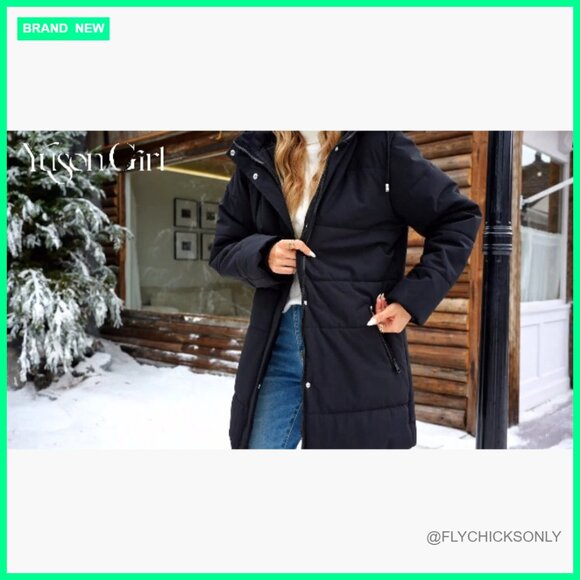 Women's Winter Puffer Coat Fleece Lined Parka Jacket with Detachable Hood - Picture 7 of 7